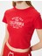 Crop Tişört Kolej Baskılı Kısa Kollu Slim Fit Bisiklet Yaka 5