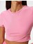 Crop Spor Tişört Slim Fit Bisiklet Yaka Katlı Kısa Kollu 5