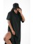Tdress Uzun Sıfır Yaka Iki Tarafı Yırtmaçlı Oversize T-Shirt Elbise 3