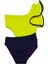 Neon Sarı Kolu Volan Detaylı Kız Çocuk Mayo Db200566cm 1