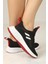 Kadın Bağcıklı Spor Sneaker-Siyah-Beyaz-Kırmızı 4