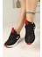 Kadın Bağcıklı Spor Sneaker-Siyah-Beyaz-Kırmızı 5