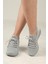 Kadın Bağcıklı Triko Dolgu Topuklu Sneaker-Füme 1