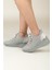 Kadın Bağcıklı Triko Dolgu Topuklu Sneaker-Füme 3