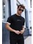 Erkek Future Nakışlı Slim Fit Bisiklet Yaka Omuz Biye Detaylı %100 Pamuk T-Shirt 1