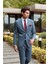 Koyu Lacivert Desenli Mono Yaka Astarlı 6 Drop Slim Fit Dar Kesim Takım Elbise 1001240174 2
