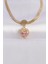 Gold Pembe Zirkon Taşlı Kalpli Kolye 1
