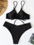 Kadın Siyah Ip Detaylı Astarlı V Kesim Üçgen Bikini Takım HZL24S-LC2234 2
