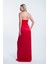 Kadın Kırmızı Kruvaze Astarlı Dokuma Korse Detaylı Saten Uzun Abiye Elbise 5