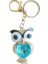 Turkuaz Baykuş Şekilli Kristal Yapay Elmas Anahtarlık Owl Keychain Rhinestone Crysta 1
