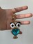 Turkuaz Baykuş Şekilli Kristal Yapay Elmas Anahtarlık Owl Keychain Rhinestone Crysta 2