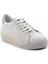 Beyaz Lame Yılan Baskı Deri Kadın Sneaker K01102100103 2