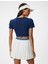 Crop Spor Tişört Slim Fit Bisiklet Yaka Katlı Kısa Kollu 3