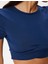 Crop Spor Tişört Slim Fit Bisiklet Yaka Katlı Kısa Kollu 4