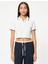 Basic Polo Yaka Crop Tişört Kısa Kollu Pamuklu Regular Fit 3