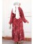 Desenli Bordo Tesettür Elbise 60941br 3