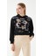 Siyah Baskılı Kapüşonlu Crop Sweatshirt 4