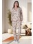 Pudra Büyük Beden Boydan Düğmeli Kadın Pijama Takımı 1