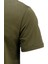 Erkek Bisiklet Yaka Standart Fit Göğüs Baskılı Haki T-Shirt 3