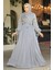 Drape Detaylı Gri Tesettür Elbise 44591GR 1