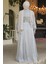 Drape Detaylı Gri Tesettür Elbise 44591GR 3