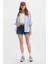 Kadın Yüksek Bel Mavi Kadın Mom Denim Kot Şort - A5564-0004 1