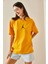 Sarı Bisiklet Yaka Yazılı Oversize Tshirt 5YXK1-48702-10 4