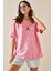 Pembe Bisiklet Yaka Yazılı Oversize Tshirt 5YXK1-48702-20 1
