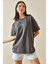 Antrasit Bisiklet Yaka Yazılı Oversize Tshirt 5YXK1-48703-36 4