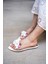 Lily Beyaz Çiçekli Kadın Terlik 2