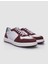 Deri Beyaz - Bordo Bağcıklı Erkek Sneaker 2