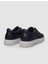 %100 Hakiki Deri Lacivert Bağcıklı Desenli Erkek Sneaker 8