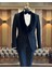 İtalyan stil slim fit şal yaka ceket yelek pantolon damatlık set siyah T12569 1