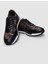 %100 Hakiki Deri Siyah Bağcıklı Kamuflaj Desenli Erkek Sneaker 8