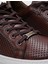 %100 Hakiki Deri Kahverengi Bağcıklı Desenli Erkek Sneaker 9