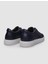 %100 Hakiki Deri Lacivert Bağcıklı Desenli Erkek Sneaker 4