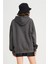 Kadın Füme Kanguru Cepli Kapüşonlu 3 Iplik Şardonlu Sweatshirt 5