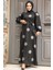 Çiçek Desenli Gümüş Tesettür Elbise 30442GMS 1