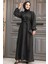 Çiçek Desenli Siyah Tesettür Elbise 30442S 1