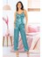 Saten Dantel Detaylı Sabahlık'lı 3 Lü Pijama Takım 4909 Mavi 3