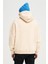 Kadın Bej Baskısız Kanguru Cepli Kapüşonlu 3 Iplik Şardonlu Sweatshirt 3