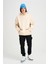 Kadın Bej Baskısız Kanguru Cepli Kapüşonlu 3 Iplik Şardonlu Sweatshirt 5
