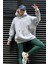 Kadın Gri Kanguru Cepli Kapüşonlu 3 Iplik Şardonlu Oversize Sweatshirt 4