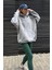 Kadın Gri Kanguru Cepli Kapüşonlu 3 Iplik Şardonlu Oversize Sweatshirt 1