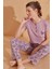Kısa Kol Büyük Beden Battal Viskon Kadın Pijama Takımı 1