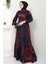 Ladin Dijital Baskılı Elbise Bordo Hm2440 2