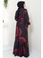 Ladin Dijital Baskılı Elbise Bordo Hm2440 4