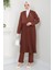 Piliseli Ceketli Ikili Takım Kahverengi Hm2396 3