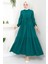 Beli Büzgülü Lara Elbise Zümrüt Hm2452 1