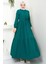 Beli Büzgülü Lara Elbise Zümrüt Hm2452 3